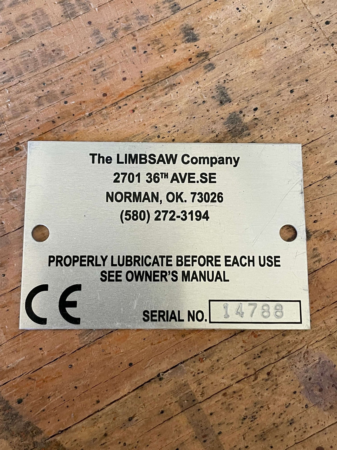 LS8 Serial Plate – Limbsaw